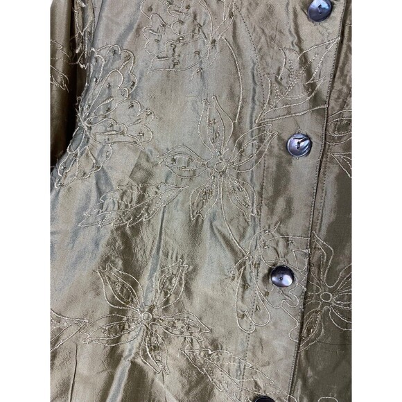 French‎ Laundry Womens Size Large 100% Silk Gold Embroidered Beaded Top Kimono - Picture 5 of 12